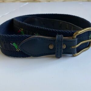 Boys Belt Size 10 Golf Clubs Bag Canvas Navy Blue Preppy Sports Sporty Dress